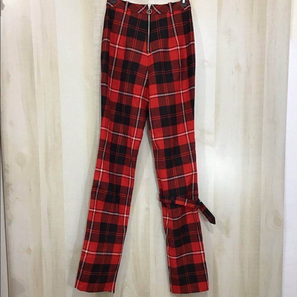 Dilara Findikoglu Mason Red Trousers Tartan Plaid Wool Trousers Size Medium — image 3 of 8